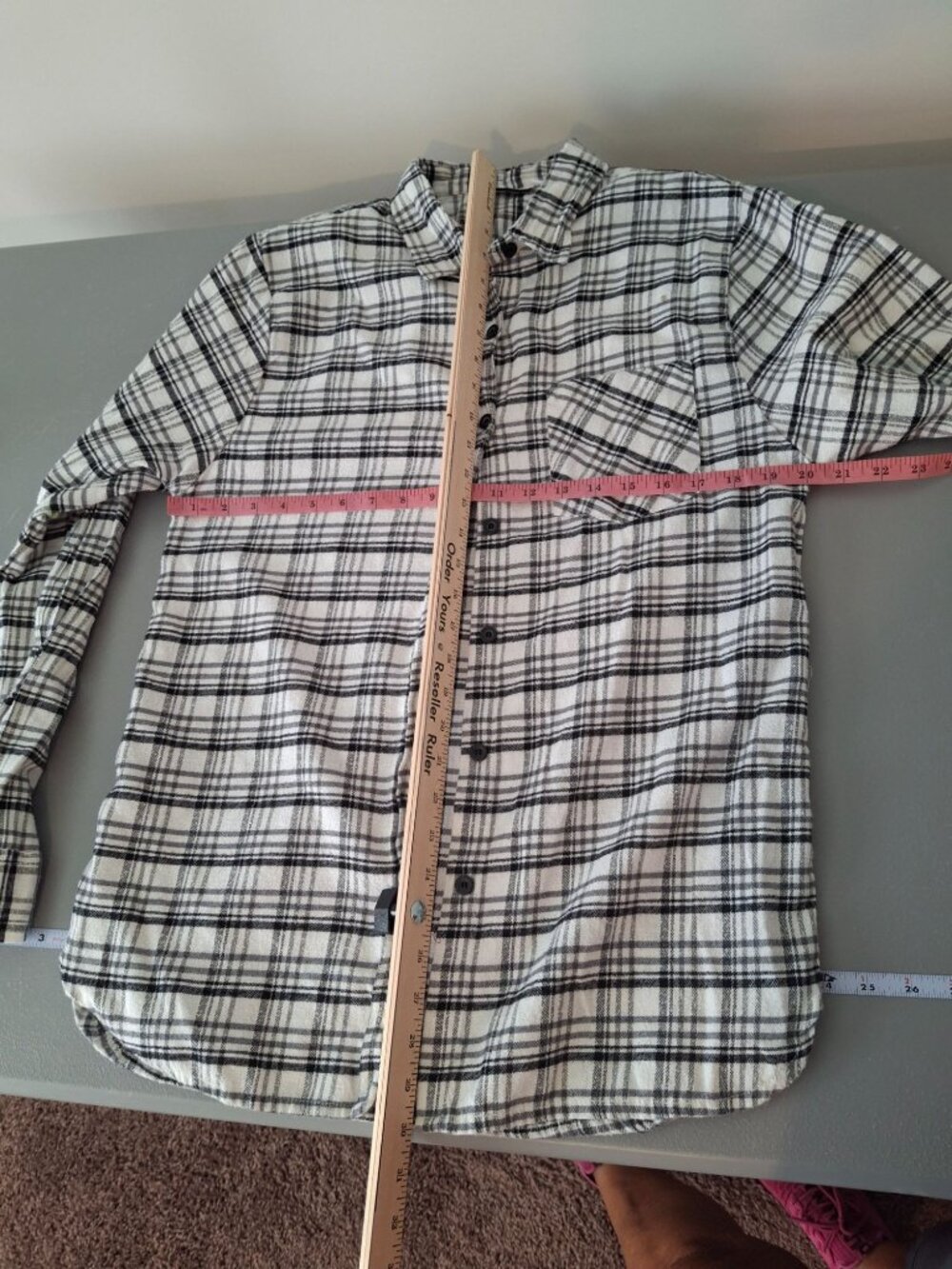 Speculation Womens XL Plaid Flannel Shirt Black White Button Down Grunge Oversiz - Picture 7 of 10